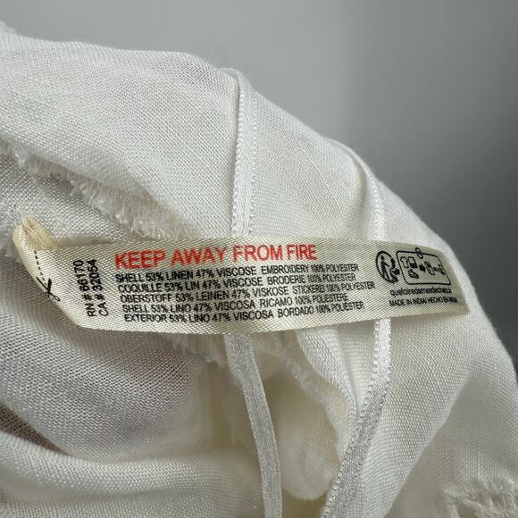 BY ANTHROPOLOGIE Jumpsuit SZ Extra Small NWT Linen Blend Ivory Eyelet Floral - Picture 15 of 16